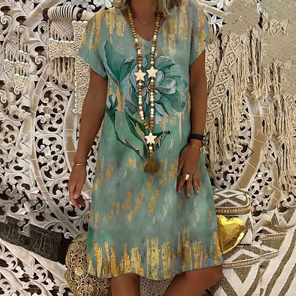 Thumbnail: Summer Women Floral Casual Dress Short Sleeve V Neck Elegant Dresses For Women