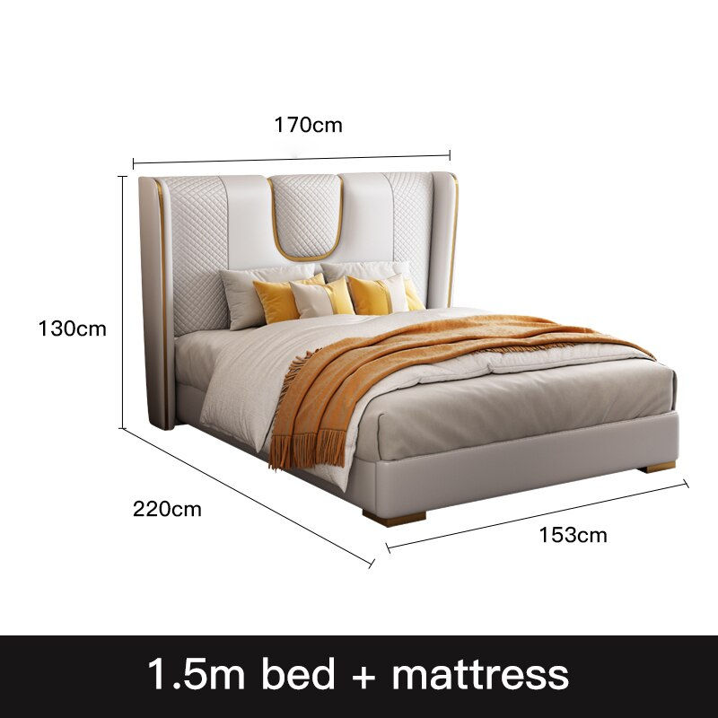 Thumbnail: Double Bed 2 People Master Bedroom Leather Wedding Soft Bed 