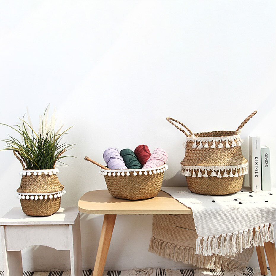 Thumbnail: Home Organizer Plant Basket Woven Wicker Basket Handmade Boho Decor 