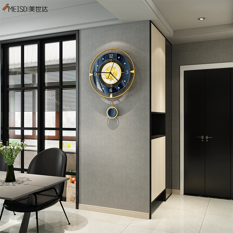 Thumbnail:  Metal Wall Clock Wrought Iron Watch Pendulum For Home Interiors Living Room 