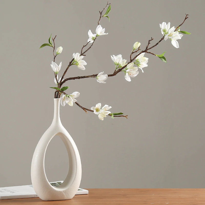 Thumbnail: Nordic Circular Hollow Ceramic Vase Donuts Flower Pot Home Decoration