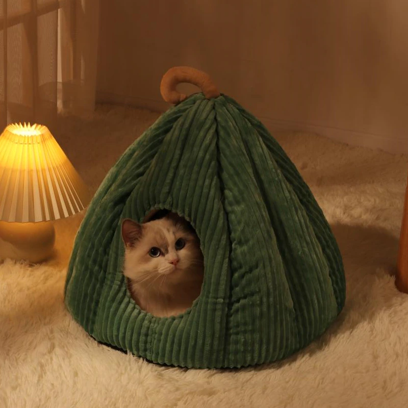 Thumbnail: Cat Bed Warm Pet Basket Cozy Dog House Kitten Lounger Cushion Cat House Tent 