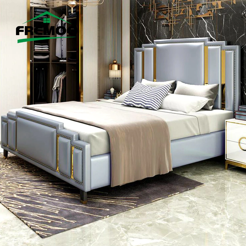 Luxury Bedroom Bed Furniture Modern Simple Cama Box Lit 2 Person