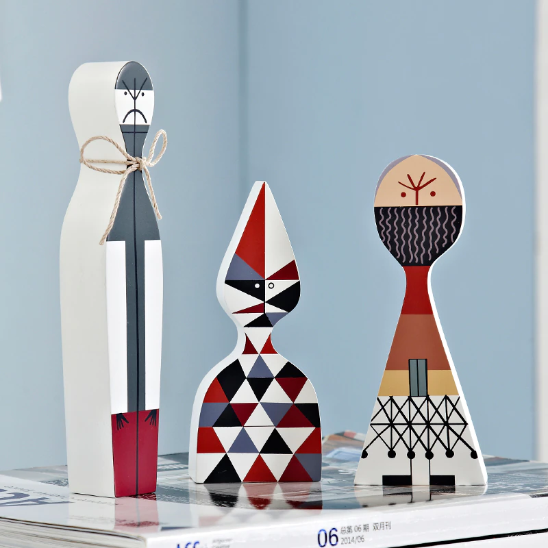 Thumbnail: 3 Pieces Home Decorative Toy Wooden Dolls Boy and Girls Gift 
