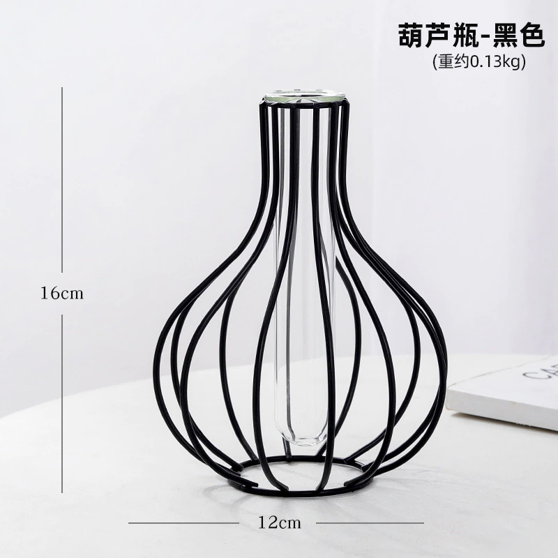 Thumbnail: Nordic Simple Golden Glass Vase Hydroponic Plant Flower Vase Glass Test Tube  