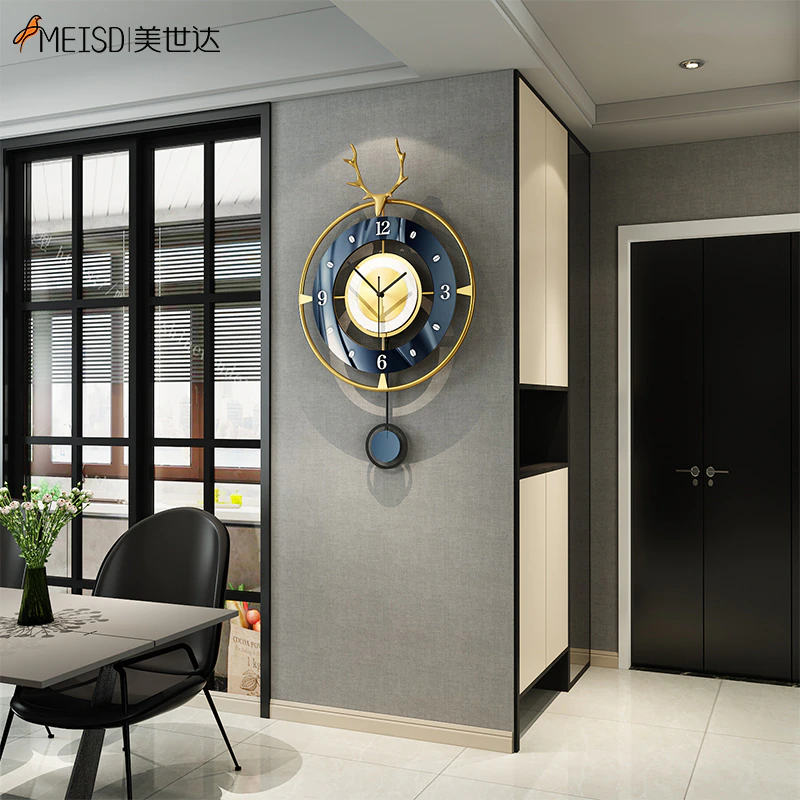 Thumbnail:  Metal Wall Clock Wrought Iron Watch Pendulum For Home Interiors Living Room 