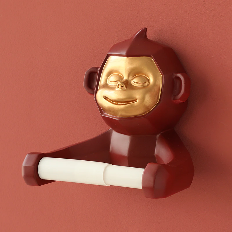 Thumbnail: Gibbon Statue Wall Decoration Toilet  Tissue Holder Loo Ledge Black Monkey 