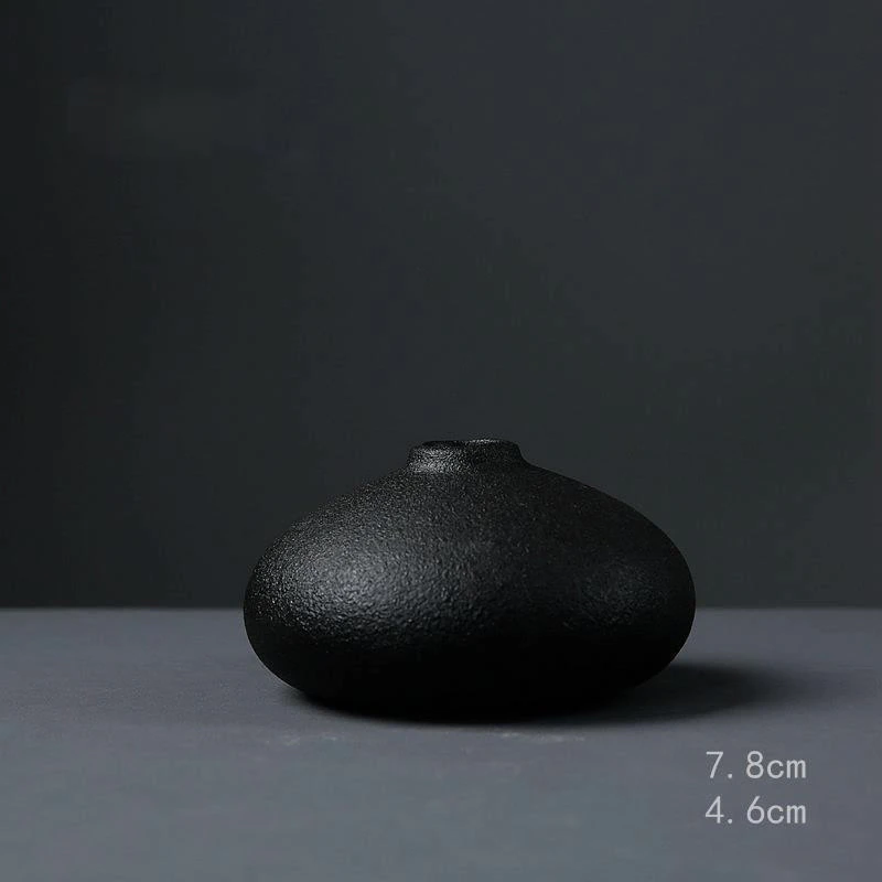 Thumbnail: Black Ceramic Small Vase Tabletop Ornament Simplicity Japanese-style Decoration