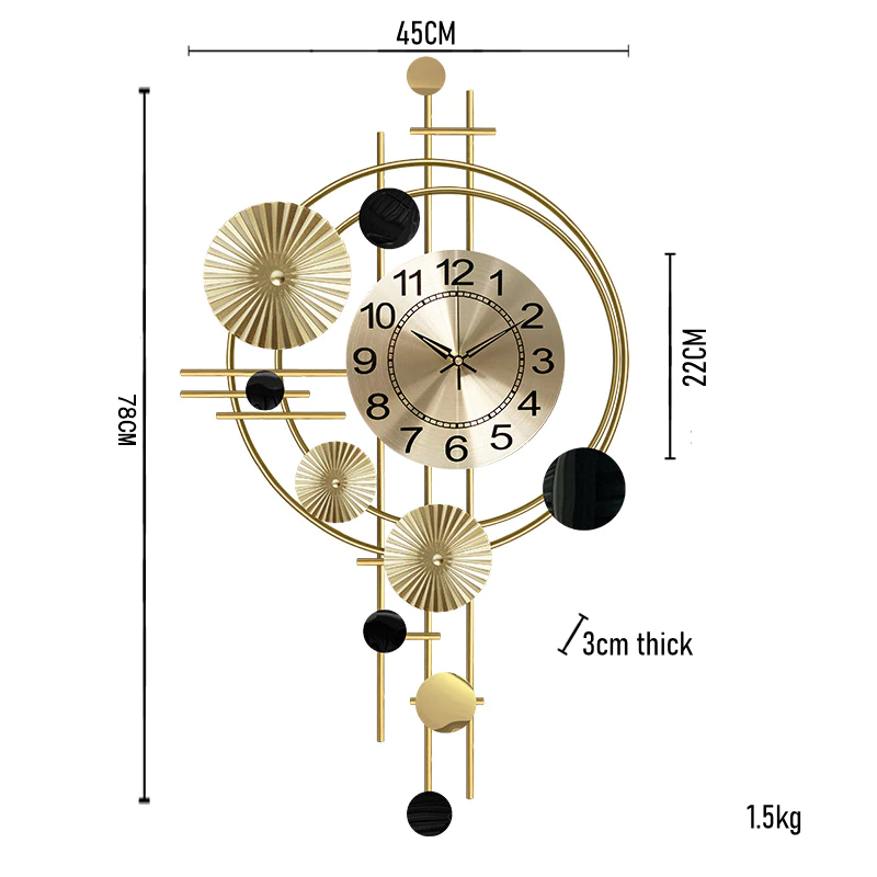 Thumbnail:  Europe Pointer Digital Clock Mute Art Gold Metal Wall Hangings Decoration