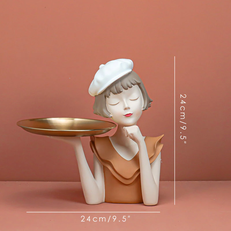 Thumbnail: ARTLOVIN  Balloon Girl Sculptures Resin Figurines Bust Vase Gold Tray Storage