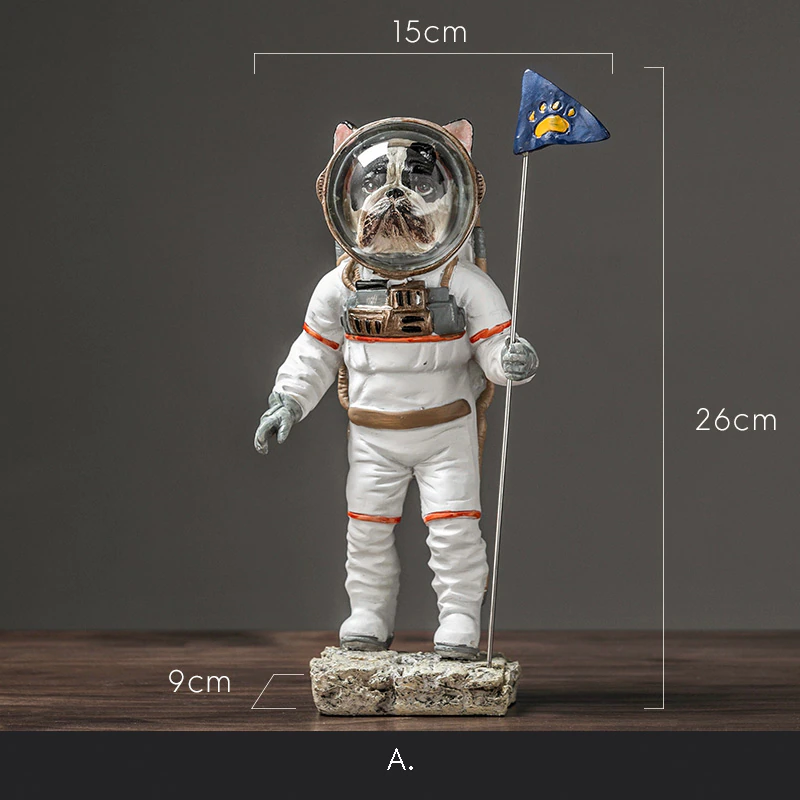Thumbnail: ARTLOVIN Resin Space Dog Figurines Modern Animal Astronaut Statue 