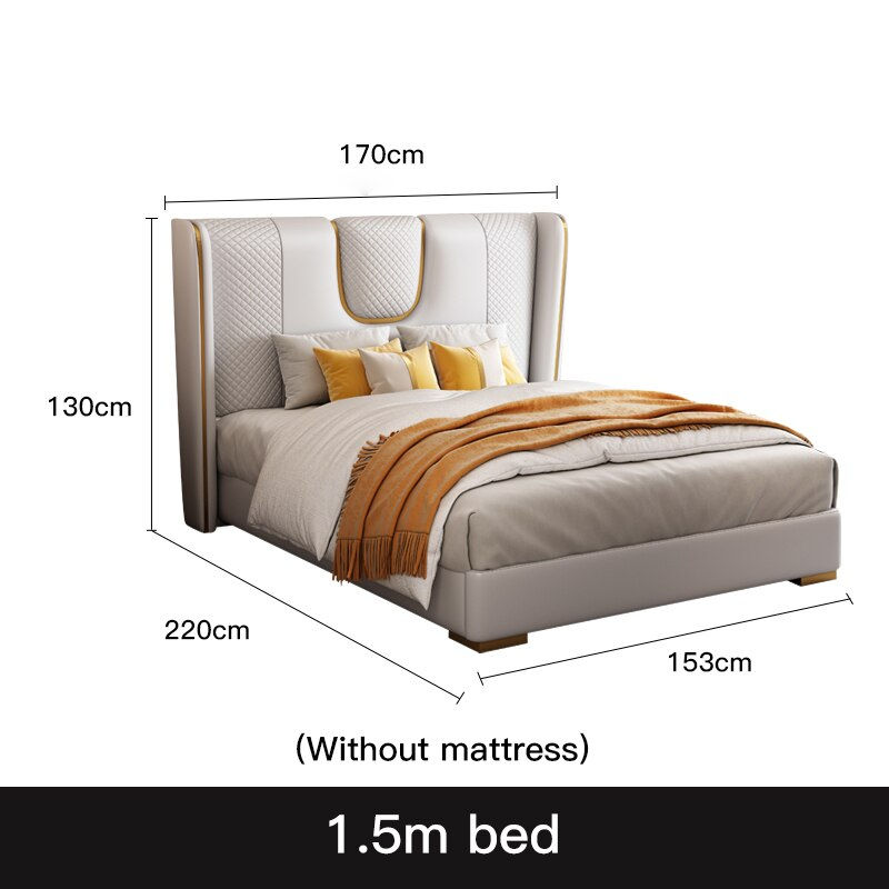 Thumbnail: Double Bed 2 People Master Bedroom Leather Wedding Soft Bed 