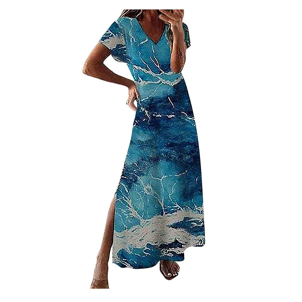 Thumbnail: Women Casual Long Dress Plus Size Short Sleeve V Neck Elegant Dresses For Women