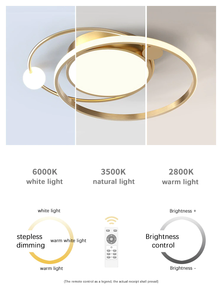Thumbnail: Modern Led Chandelier Ceiling Lamp Ring Round Gold  Design Remote Control Light
