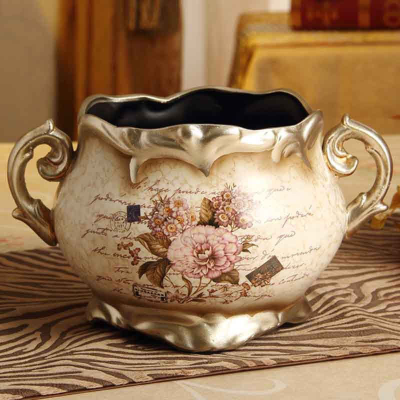 Thumbnail: European Palace Gold Flower Vase Centerpiece Ornaments 