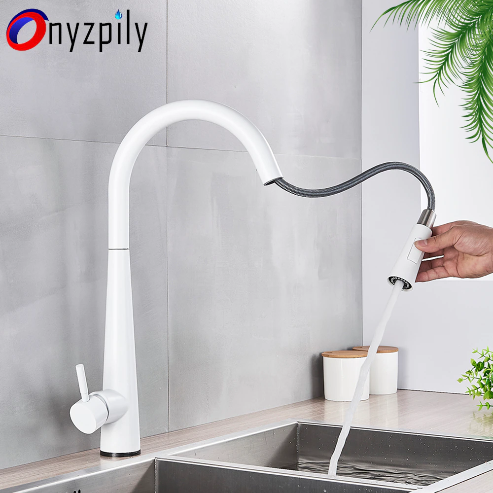 Onyzpily Black Kitchen Faucets Mixer Stream Sprayer Head Deck installed