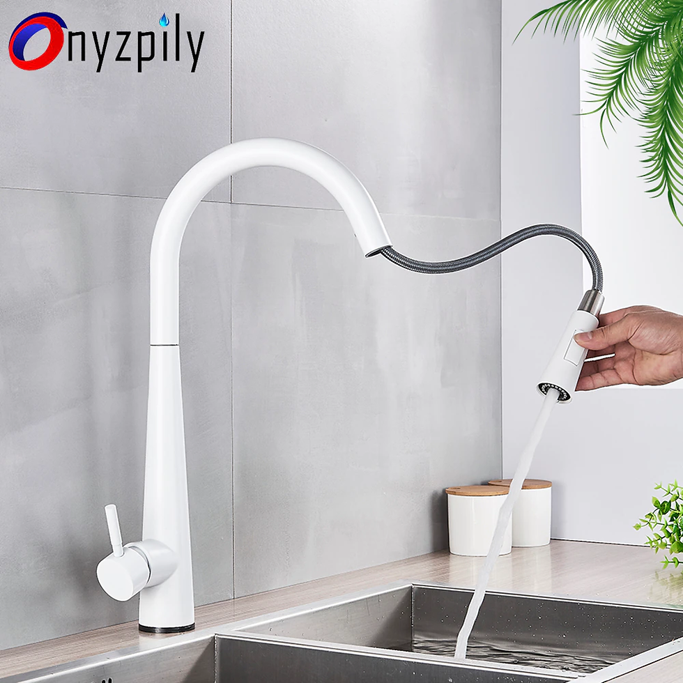 Thumbnail: Onyzpily Black Kitchen Faucets Mixer Stream Sprayer Head Deck installed