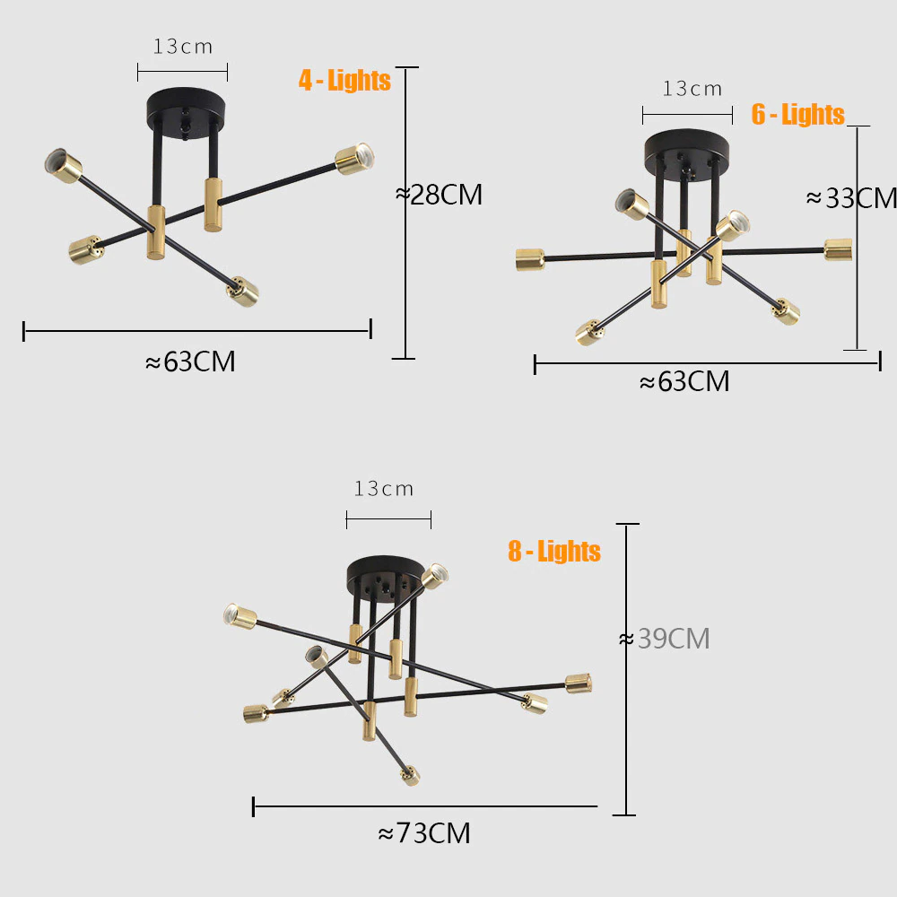 Modern Black LED Ceiling Chandelier Edison Bulbs Indoor Light Fixtures