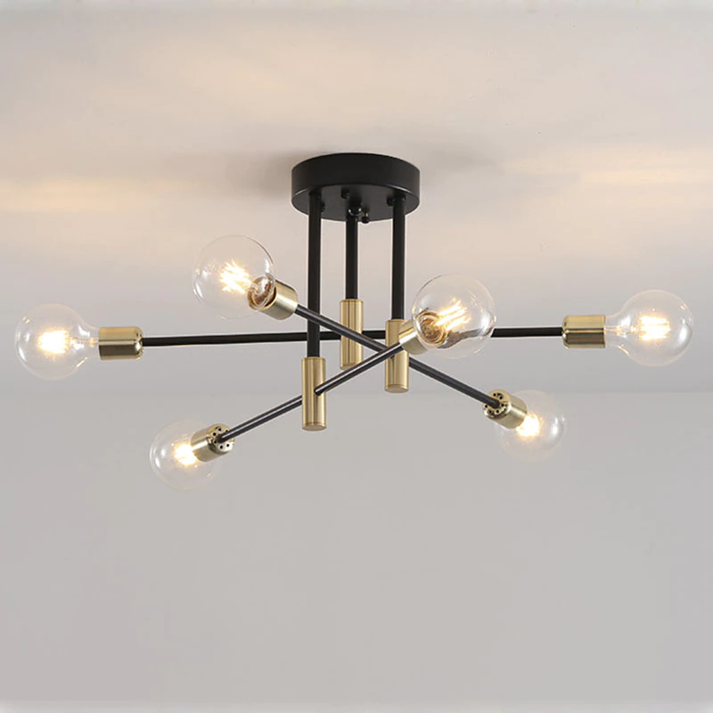 Thumbnail: Modern Black LED Ceiling Chandelier Edison Bulbs Indoor Light Fixtures