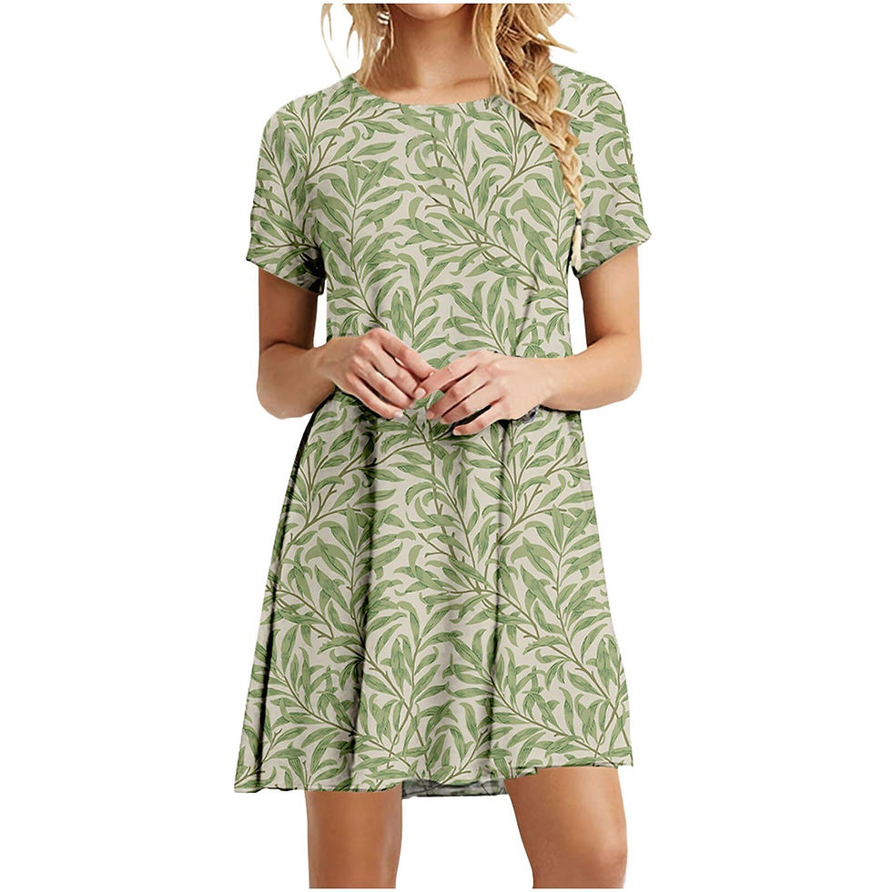 Thumbnail: Women Floral Casual Dress Plus Size Short Sleeve O Neck Elegant Dress For Women