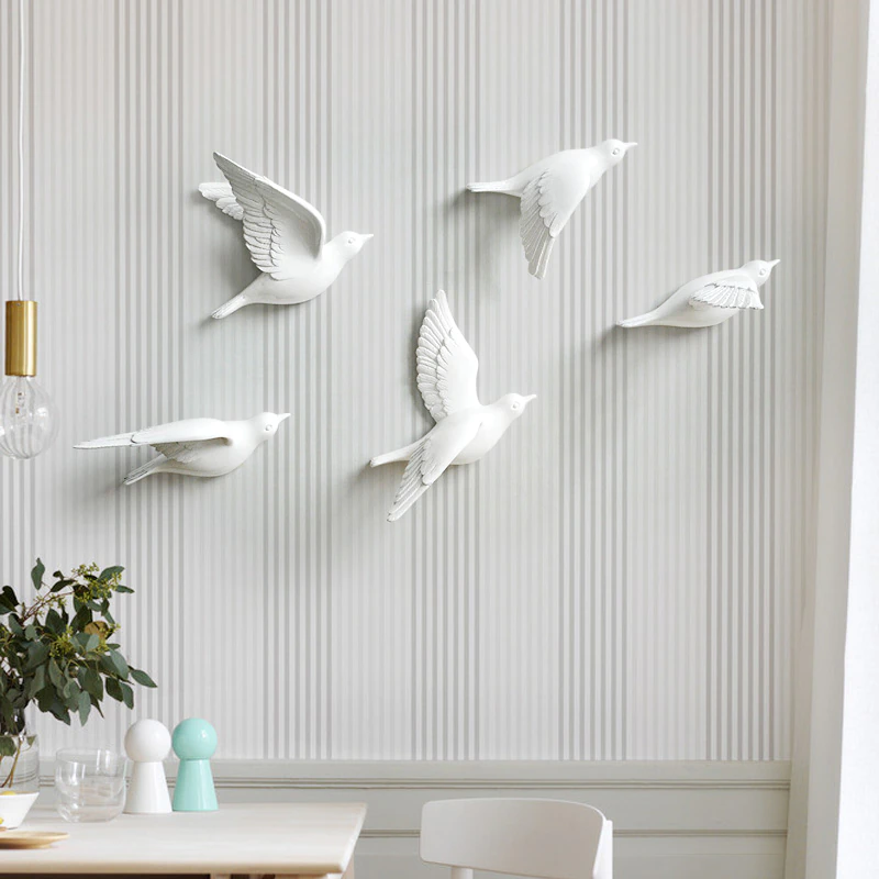 Thumbnail: Resin Birds Creative For Wall 3d Sticker Living Room Animal Figurine
