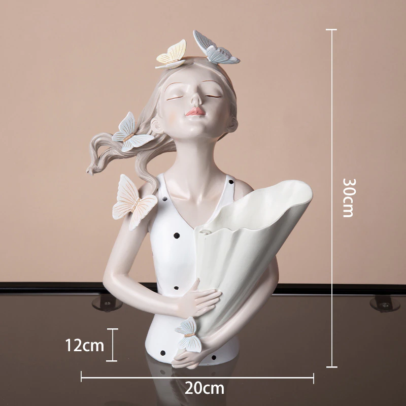 Thumbnail: Modern Decorative Artificial Flower Vase  Butterfly Girl Sculptures 