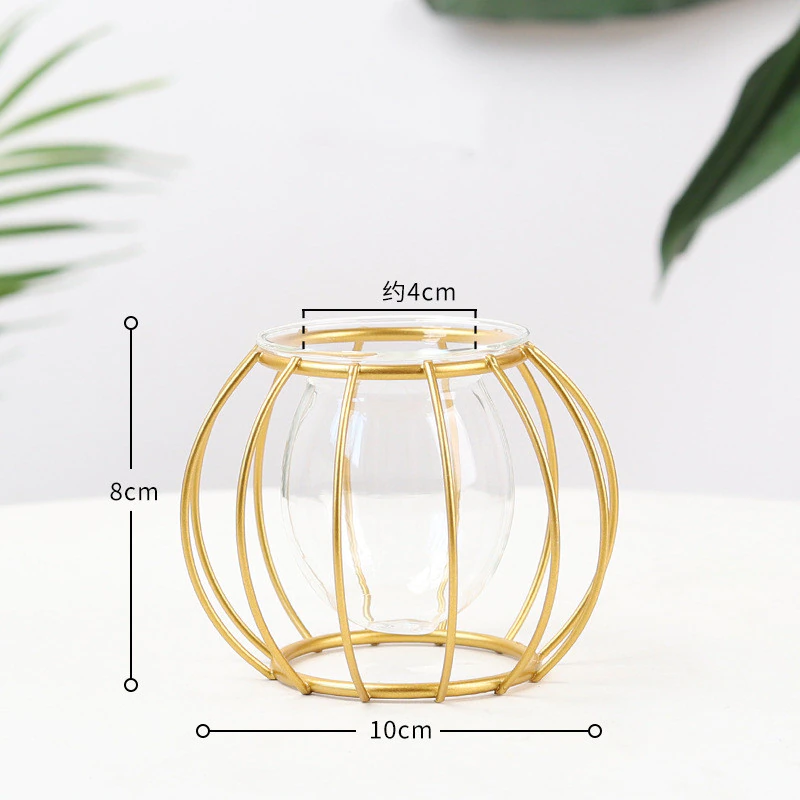 Thumbnail: Nordic Simple Golden Glass Vase Hydroponic Plant Flower Vase Glass Test Tube  