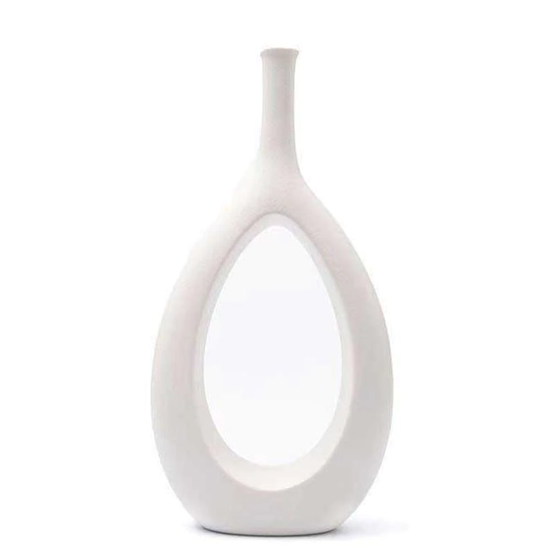 Thumbnail: Nordic Circular Hollow Ceramic Vase Donuts Flower Pot Home Decoration