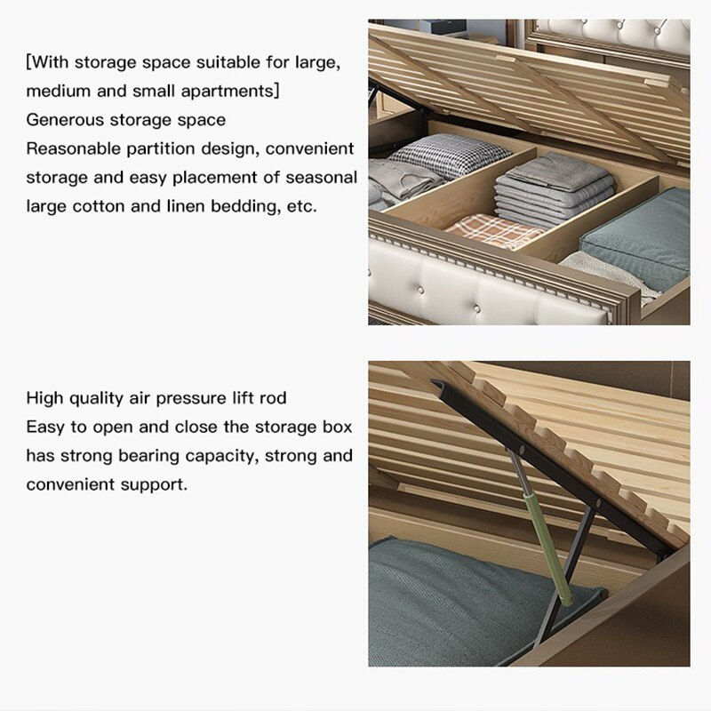 Thumbnail: Light Luxury Princess Bed Nordic Simple Style Wooden Comfortable Queen Bed Frame