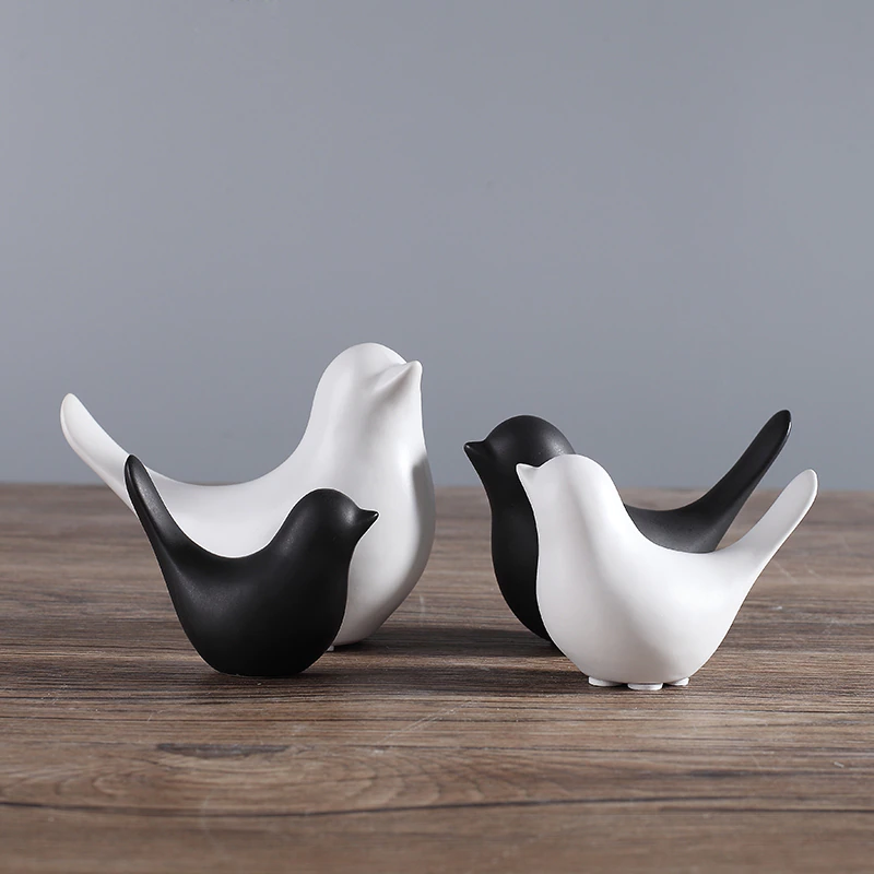 Nordic Creative White Ceramic Bird Figurines Accessories Party Crafts