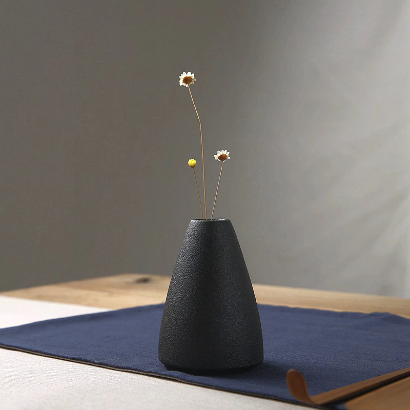 Thumbnail: Black Ceramic Small Vase Tabletop Ornament Simplicity Japanese-style Decoration