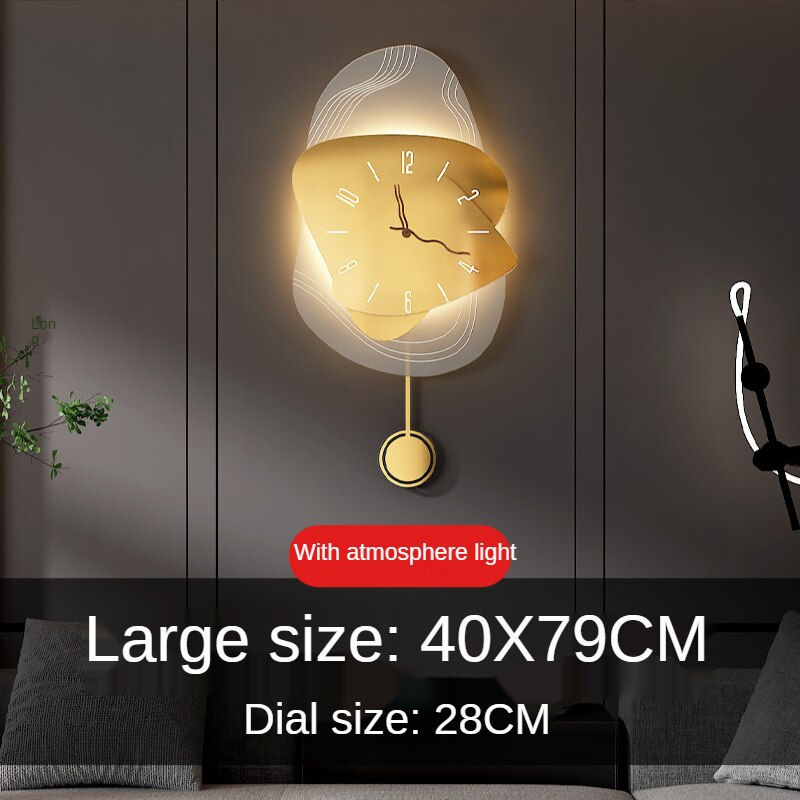 Thumbnail: Light Luxury Wall Clock Lamp Modern Minimalist Living Room Decoration