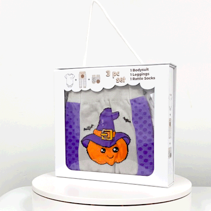 Witch & Pumpkin, 3-Pc Boogie Toes, Tight & Tee Baby Premium Gi - Image 2