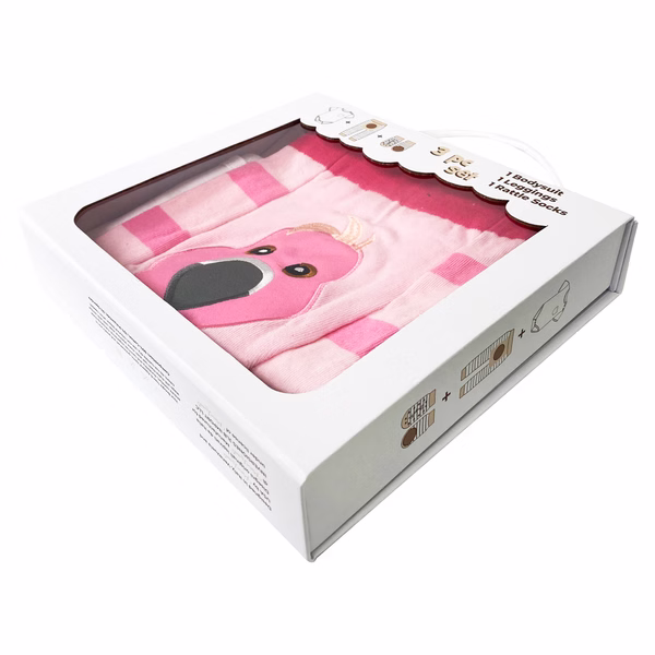 Pink Flamingo, 3-Pc Boogie Toes, Tight & Tee Baby Premium Gift Set - Image 6