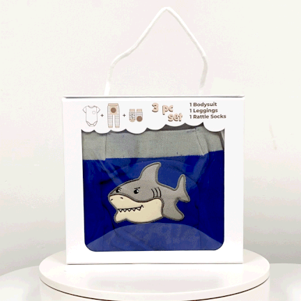 Shark, 3-Pc Boogie Toes, Tight & Tee Baby Premium Gift Set - Image 2