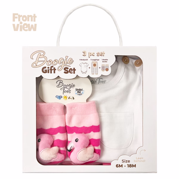 Pink Flamingo, 3-Pc Boogie Toes, Tight & Tee Baby Premium Gift Set - Image 7