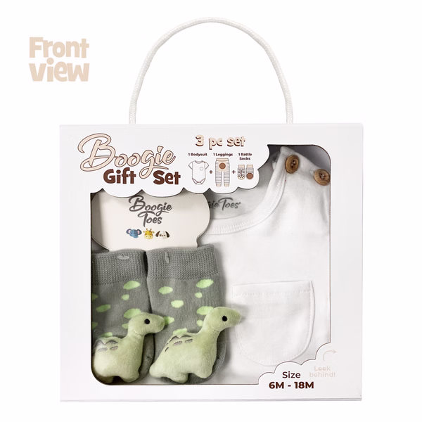 Green Dino, 3-Pc Boogie Toes, Tight & Tee Baby Premium Gift Set - Image 7