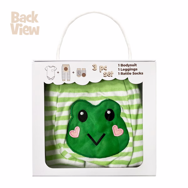 Green Frog, 3-Pc Boogie Toes, Tight & Tee Baby Premium Gift Set - Image 8