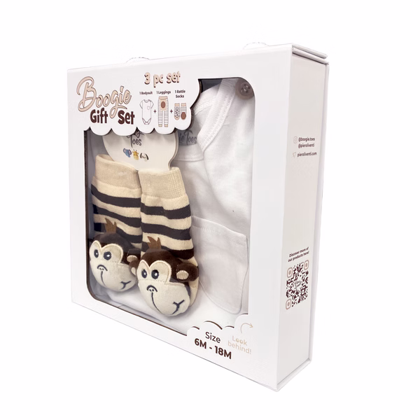 Monkey Boy, 3-Pc Boogie Toes, Tight & Tee Baby Premium Gift Set - Image 3