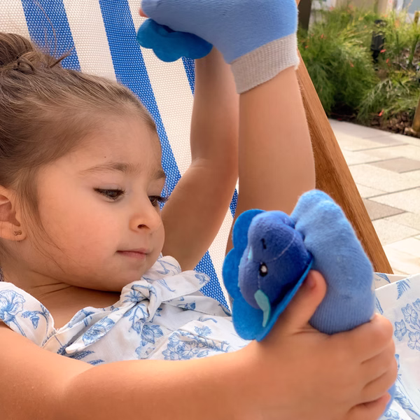 Blue Tricera Triceratops Dinosaur Boogie Toes Rattle Socks - Image 2