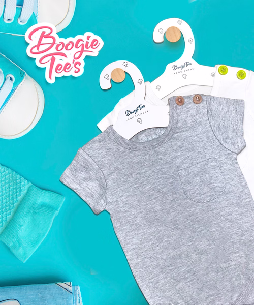 Gray Boogie Tees Bodysuit Tshirt - Natural Wood Button - Image 4