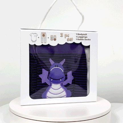 Purple Dragon, 3-Pc Boogie Toes, Tight & Tee Baby Premium Gift Set - Image 2