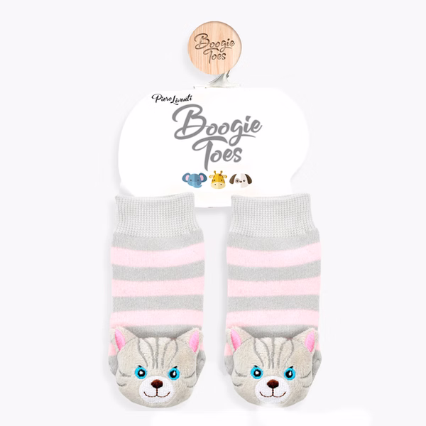 Gray/Pink Cat, 3-Pc Boogie Toes, Tight & Tee Baby Premium Gift Set - Image 8