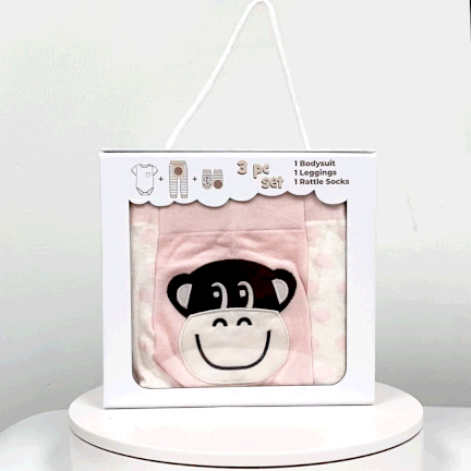 Monkey Girl, 3-Pc Boogie Toes, Tight & Tee Baby Premium Gift Set - Image 2