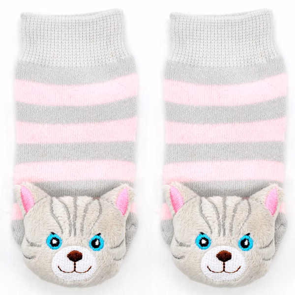 Gray Pink Cat Boogie Toes Rattle Socks - Image 2