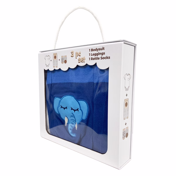 Sleepy Elephant, 3-Pc Boogie Toes, Tight & Tee Baby Premium Gift Set - Image 4