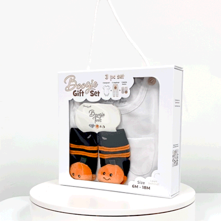 Pumpkin & Ghost, 3-Pc Boogie Toes, Tight & Tee Baby Premium Gift Set - Image 2
