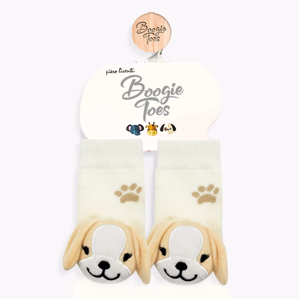 Beige Puppy Boogie Toes Rattle Socks - Image 3