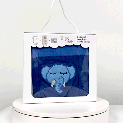 Sleepy Elephant, 3-Pc Boogie Toes, Tight & Tee Baby Premium Gift Set - Image 2