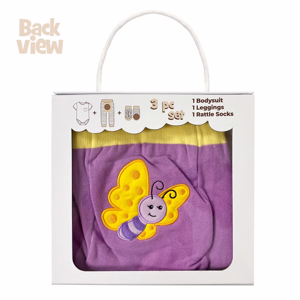 Butterfly, 3-Pc Boogie Toes, Tight & Tee Baby Premium Gift Set - Image 8